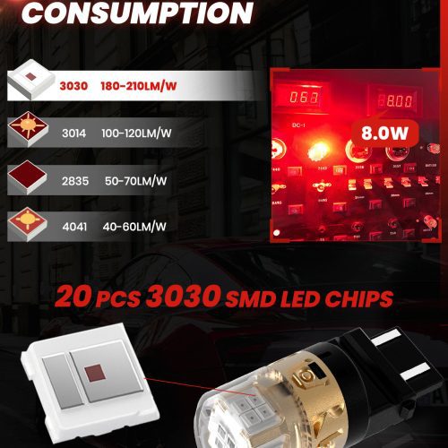 Lasfit L2 red 3157 LED Bulb lower energy consumption