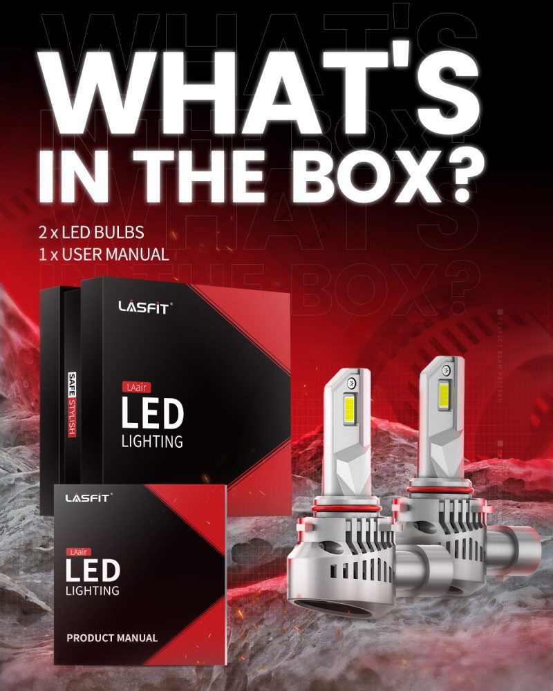 Lasfit LAair 9005 led bulbs package