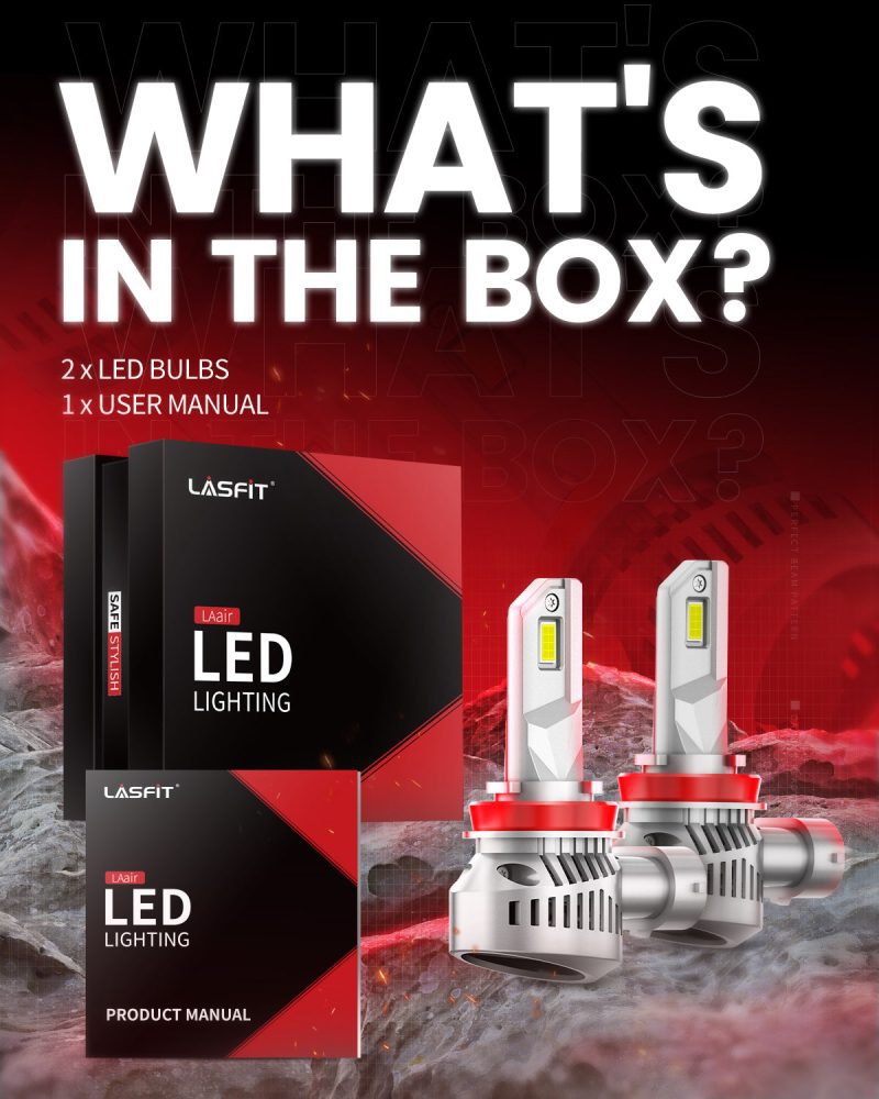 Lasfit LAair H11 led bulbs package