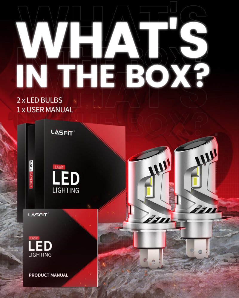 Lasfit LAair H4 led bulbs package