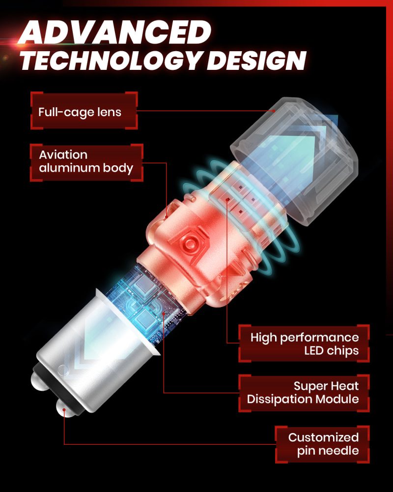 Lasfit red L2 1157 LED Bulbs advanced technology design