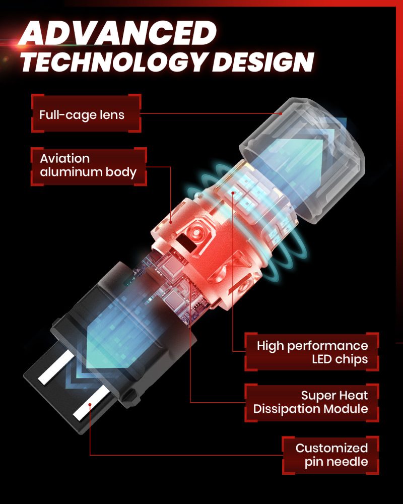 Lasfit red L2 3157 LED Bulb advanced technology design