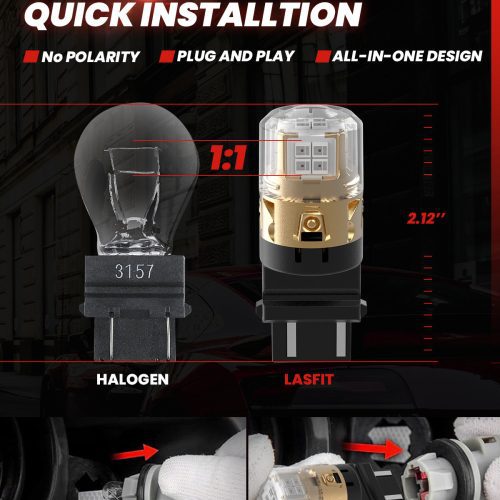 Lasfit red L2 3157 led bulbs 5mins installation