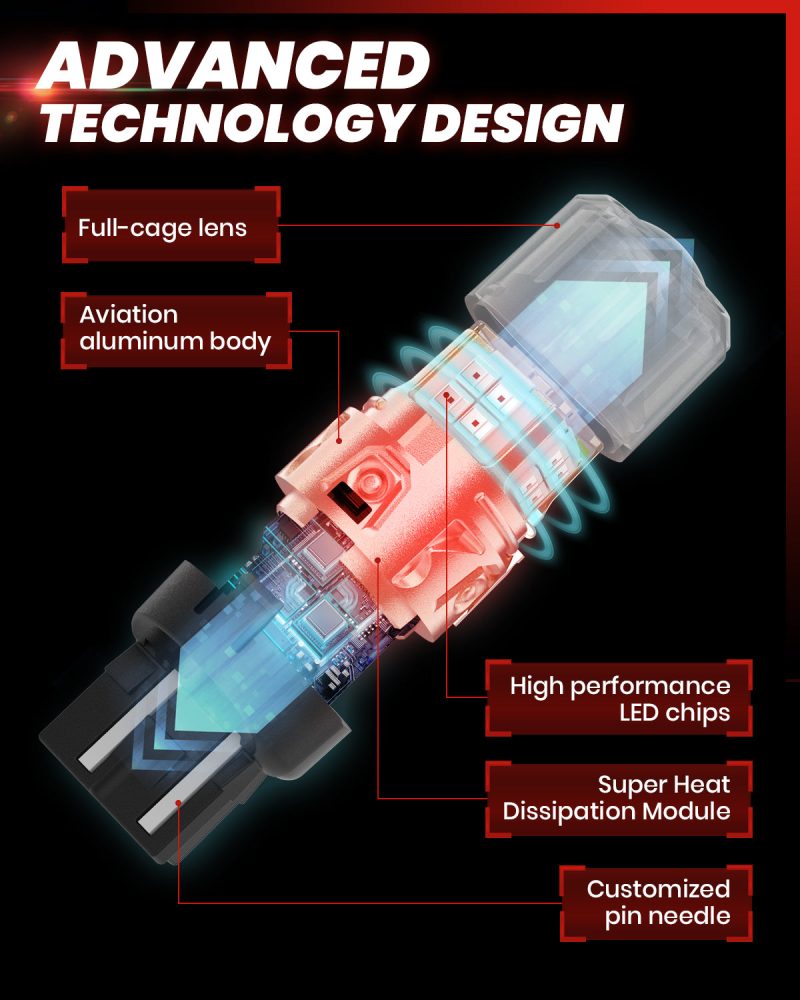 Lasfit red L2 7443 LED Bulb advanced technology design