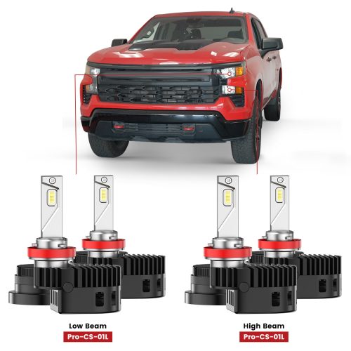 Pro CS 01L LED Bulbs fit for 2022 2024 Chevrolet Silverado 1500 low beam and high beam