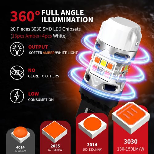 T3 7443D LED bulbs fit for 2014 2015 GMC Sierra 1500 360 degree full angle illumination