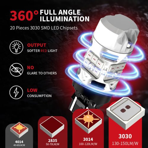 T3 red T3 7443 led turn signal bulb brightness