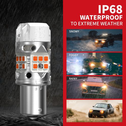 amber T3 1156 led bulbs IP68 waterproof