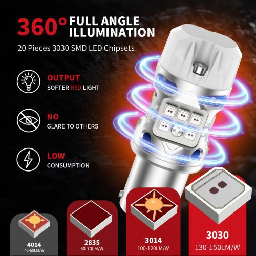 red T3 1156 led bulbs full angle illumination 1