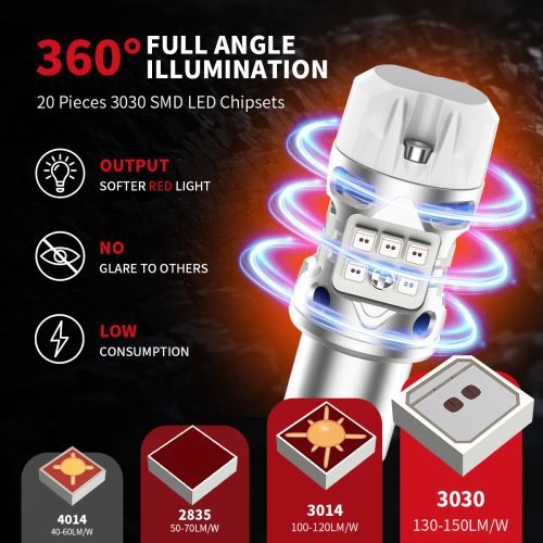 red T3 1157 led bulbs full angle illumination