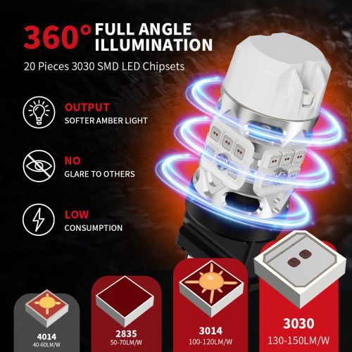 red T3 3157 CK led bulbs full angle illumination