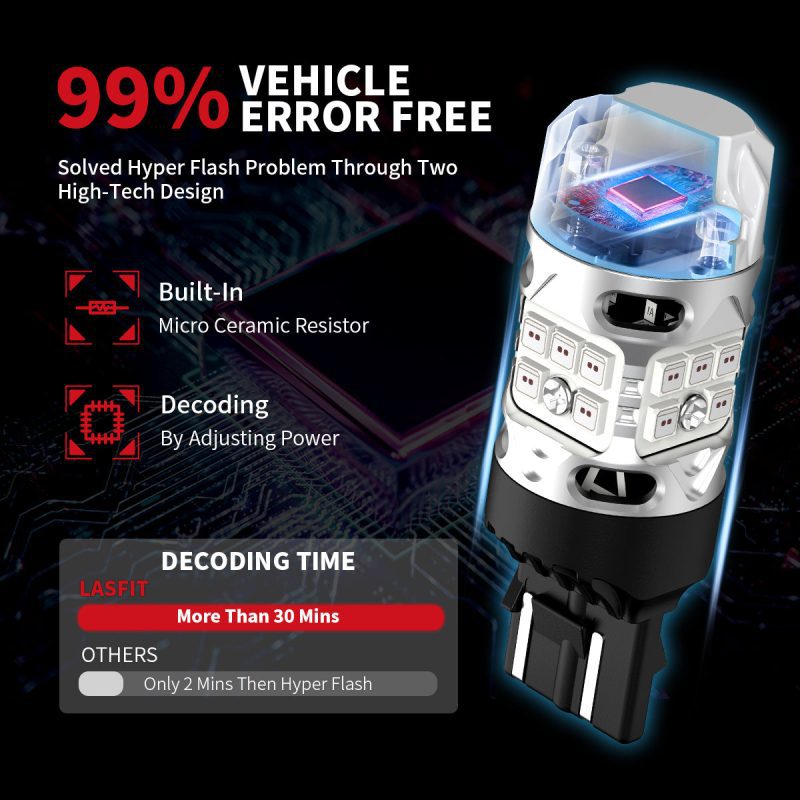 red T3 7443 CK led bulbs error free 1