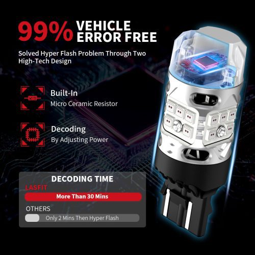 red T3 7443 led turn signal bulb error free