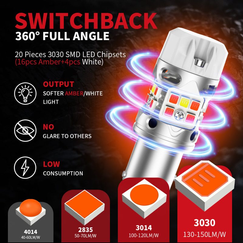 switchback T3 1157 led bulbs full angle illumination