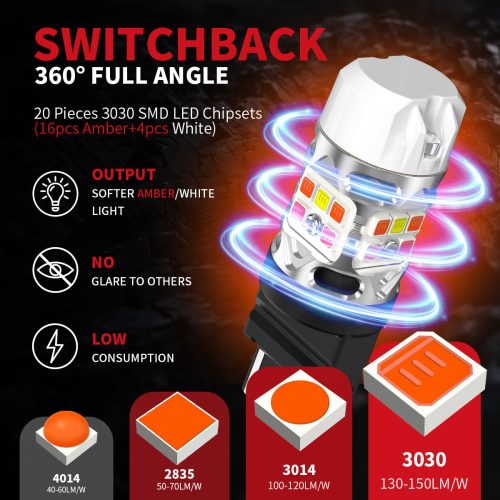 switchback T3 3157 CK led bulbs full angle illumination 1