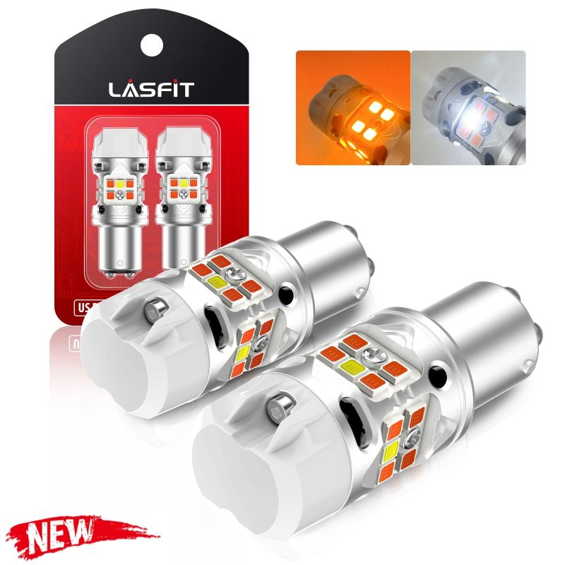 1 T3 1157D LED bulbs show the amber white light