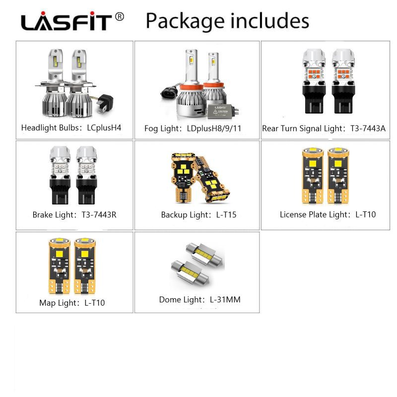 Lasfit combo package led bulbs for 2006-2011 Toyota Yaris