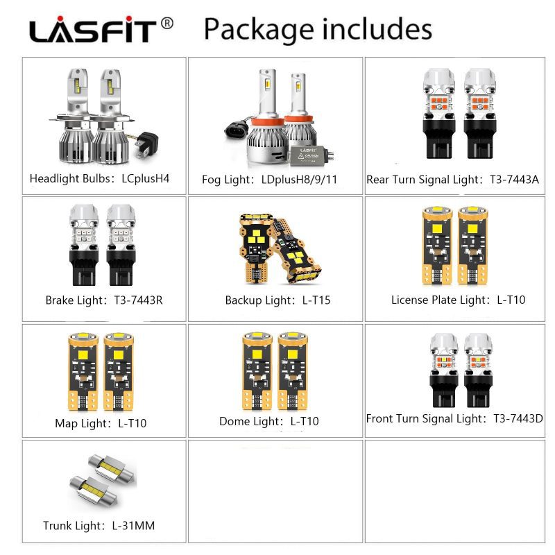 Lasfit combo package led bulbs for 2013-2014 Toyota Yaris