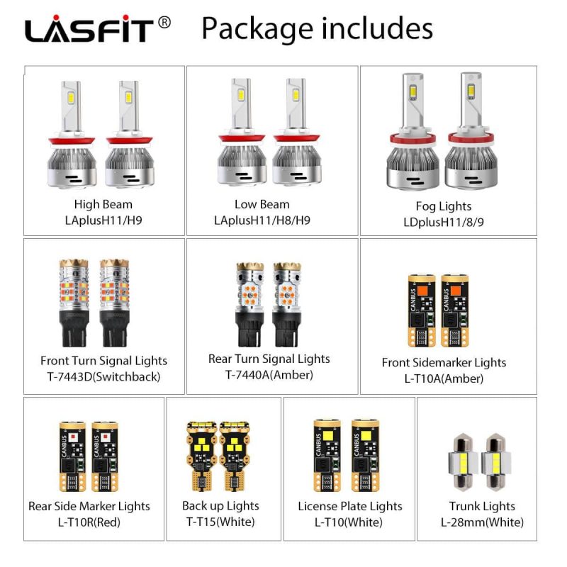 Lasfit combo package led bulbs for 2015-2018 Nissan Murano