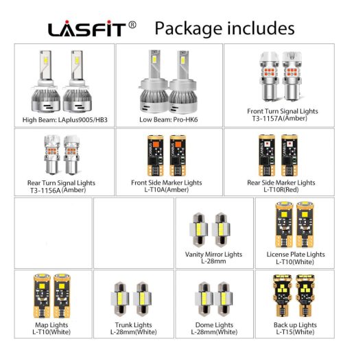 Lasfit combo package led bulbs for 2019-2021 Hyundai Veloster 