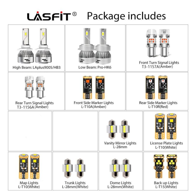 Lasfit combo package led bulbs for 2019-2021 Hyundai Veloster