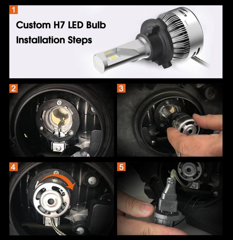 5 h7 led headlight bulbs plug and play