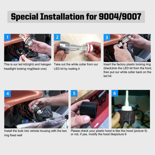 9007 9004 led bulbs special installation