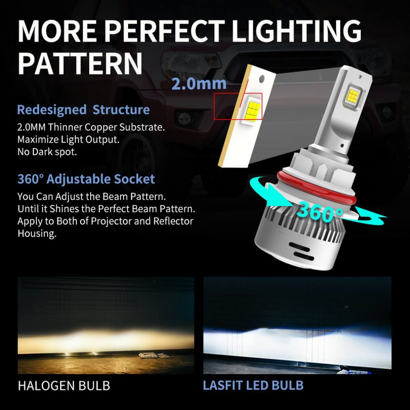 LAplus 9004 led bulbs more perfect lighting pattern