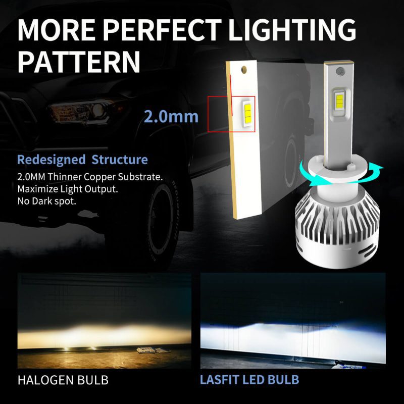 LAplus H1 led bulbs more perfect lighting pattern