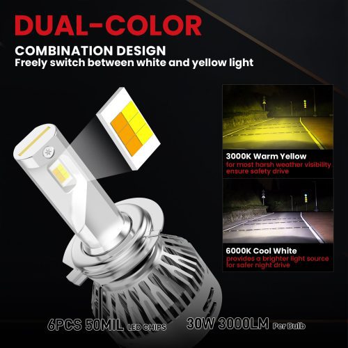 LDplus H7 led bulbs dual color design