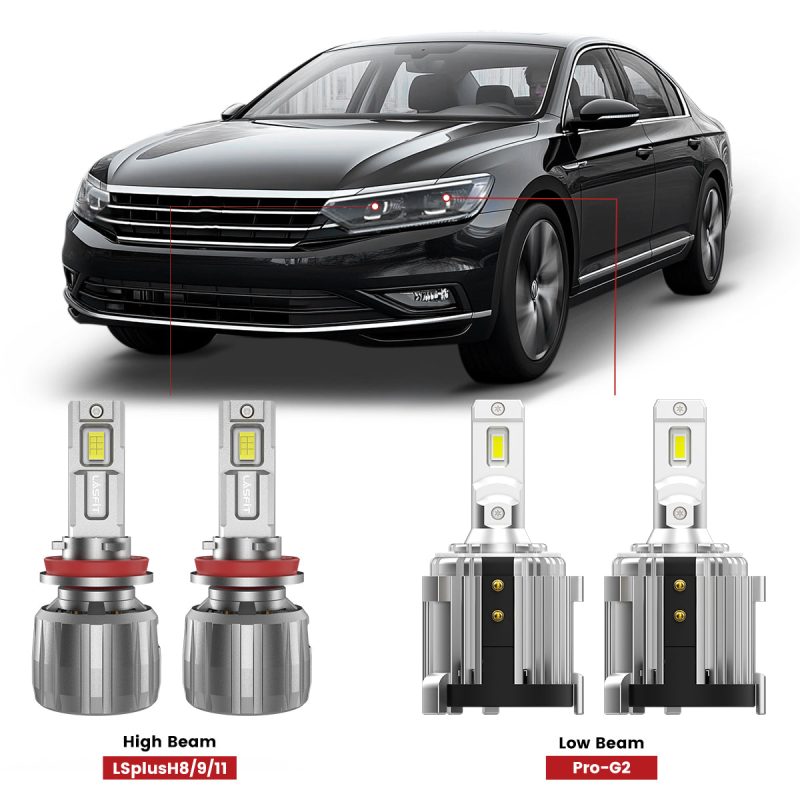 LSplusH11 high beam and Pro G2 low beam fit for 2016 2019 Volkswagen Passat