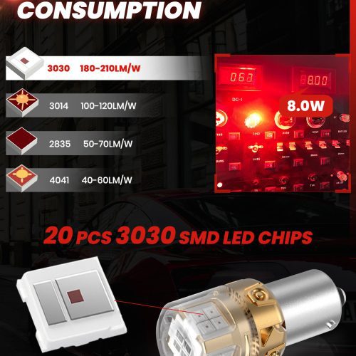 Lasfit L2 red 1156R LED Bulb lower energy consumption