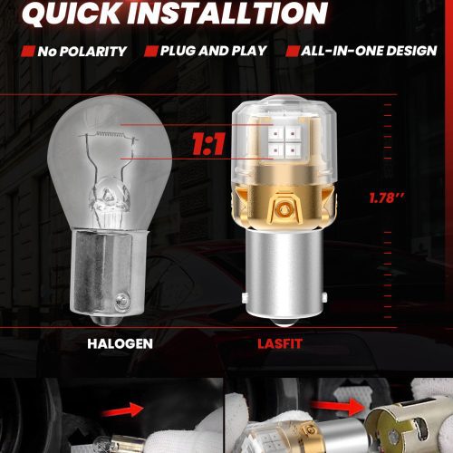 Lasfit red L2 1156R LED Bulb 5 mins quick installation