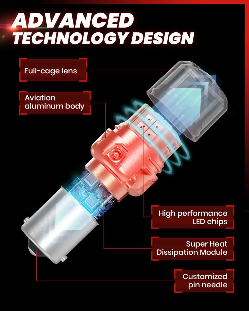 Lasfit red L2 1156R LED Bulb advanced technology design