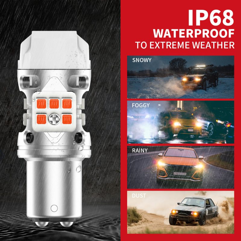 amber T3 1157 led bulbs IP68 waterproof