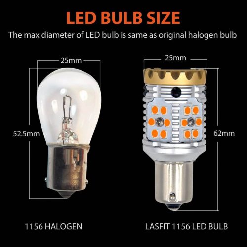 lasfit T 1156A bulb size vs halogen bulb