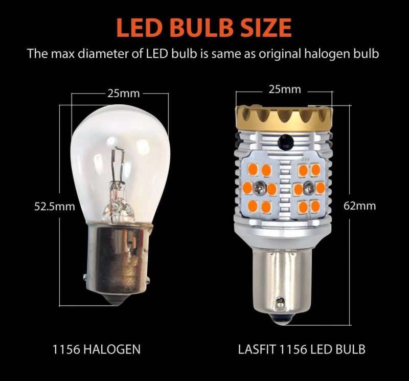 lasfit T 1156A bulb size vs halogen bulb